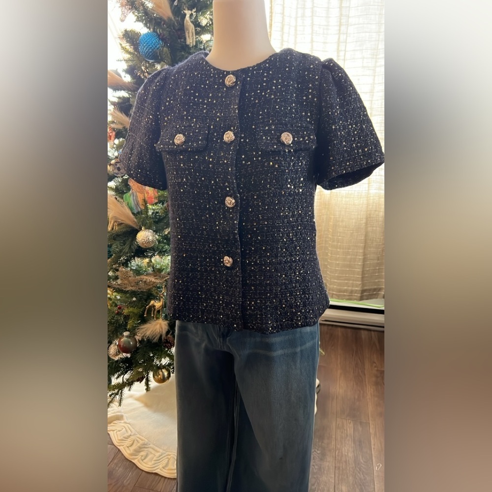 Tweed Top & Soft Denim Jeans Set - Picture 4 of 6